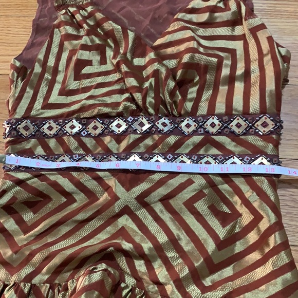 Diane von Furstenberg Brown Beaded Print Night Out Dress - Picture 10 of 11